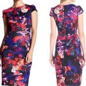 Betsey Johnson Multicolored Floral Print Sheath Dress - Size 4